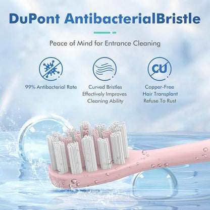 Pink Toothbrush: Keosaa Electric Toothbrush with 8 Brush – In Use