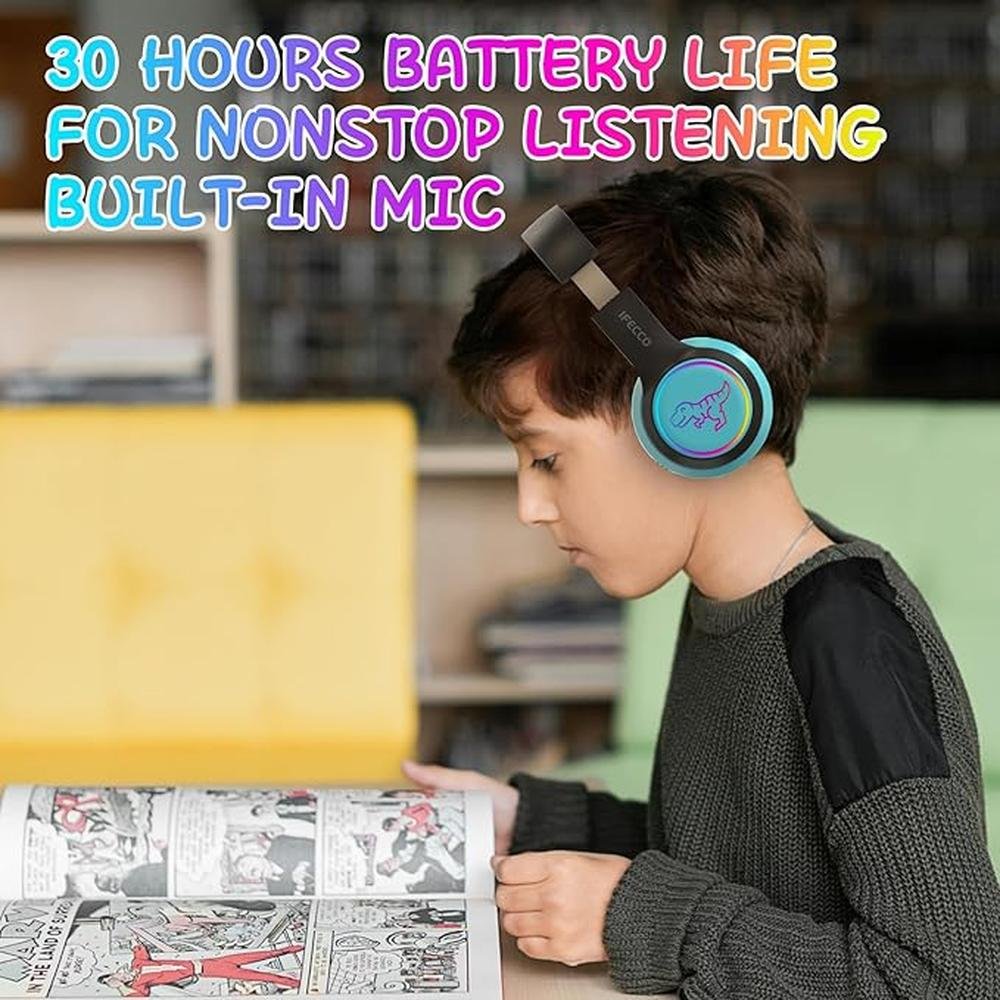 IFECCO Wireless Kids Boys Headphones with Microphone – Side View