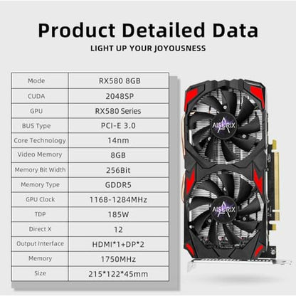 Gaming Kelinx: Kelinx AISURIX RX 580 Graphics Card 8GB GDDR5 – Side View