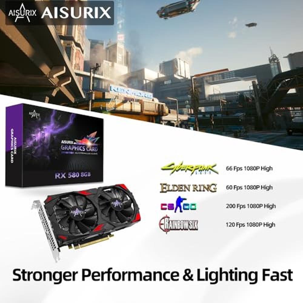 Gaming Kelinx: Kelinx AISURIX RX 580 Graphics Card 8GB GDDR5 – In Use
