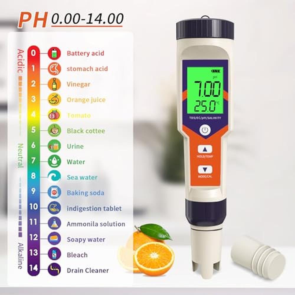 Precision Water Testing: GISNPA 5-in-1 PH Meter for Water – Side View