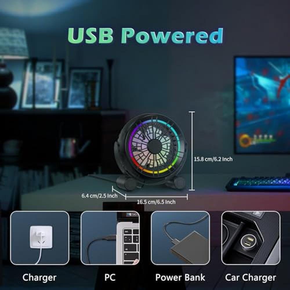 Punoge USB RGB Desk Fan: 3 Speeds Quiet Portable Table Fan – Packaging