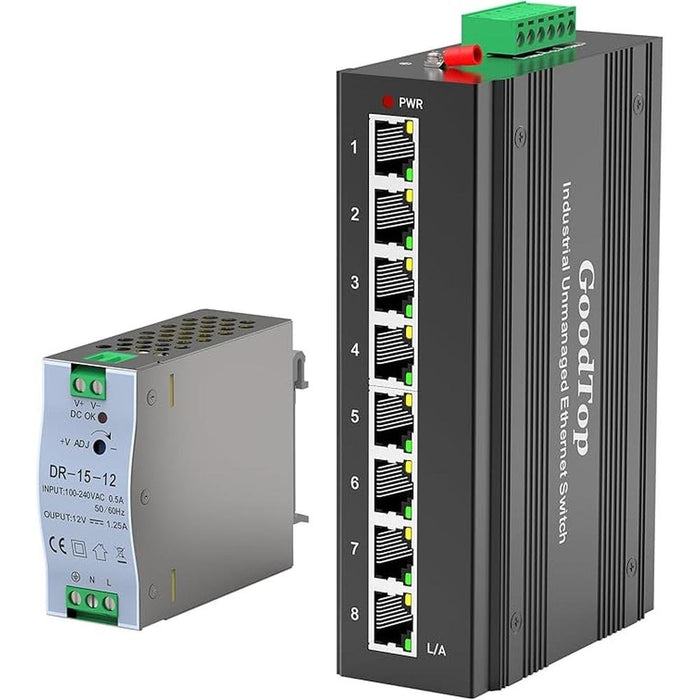 8 Port Gigabit Industrial Switch – Front View