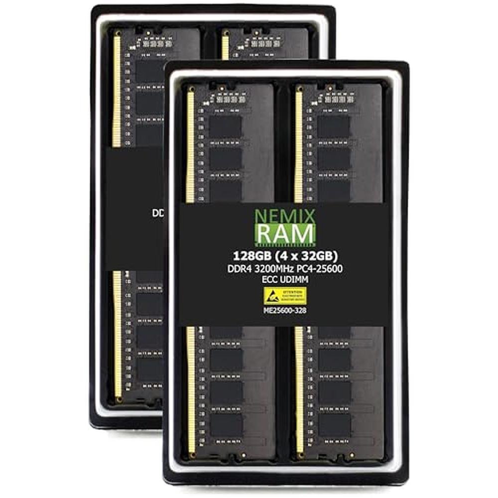 NEMIX RAM: 128GB 4x32GB DDR4 3200MHz PC4-25600 2Rx8 1.2V – Front View