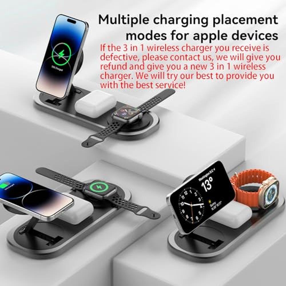 Iphone Charger: 3-in-1 Wireless Charger Foldable Charging – In Use