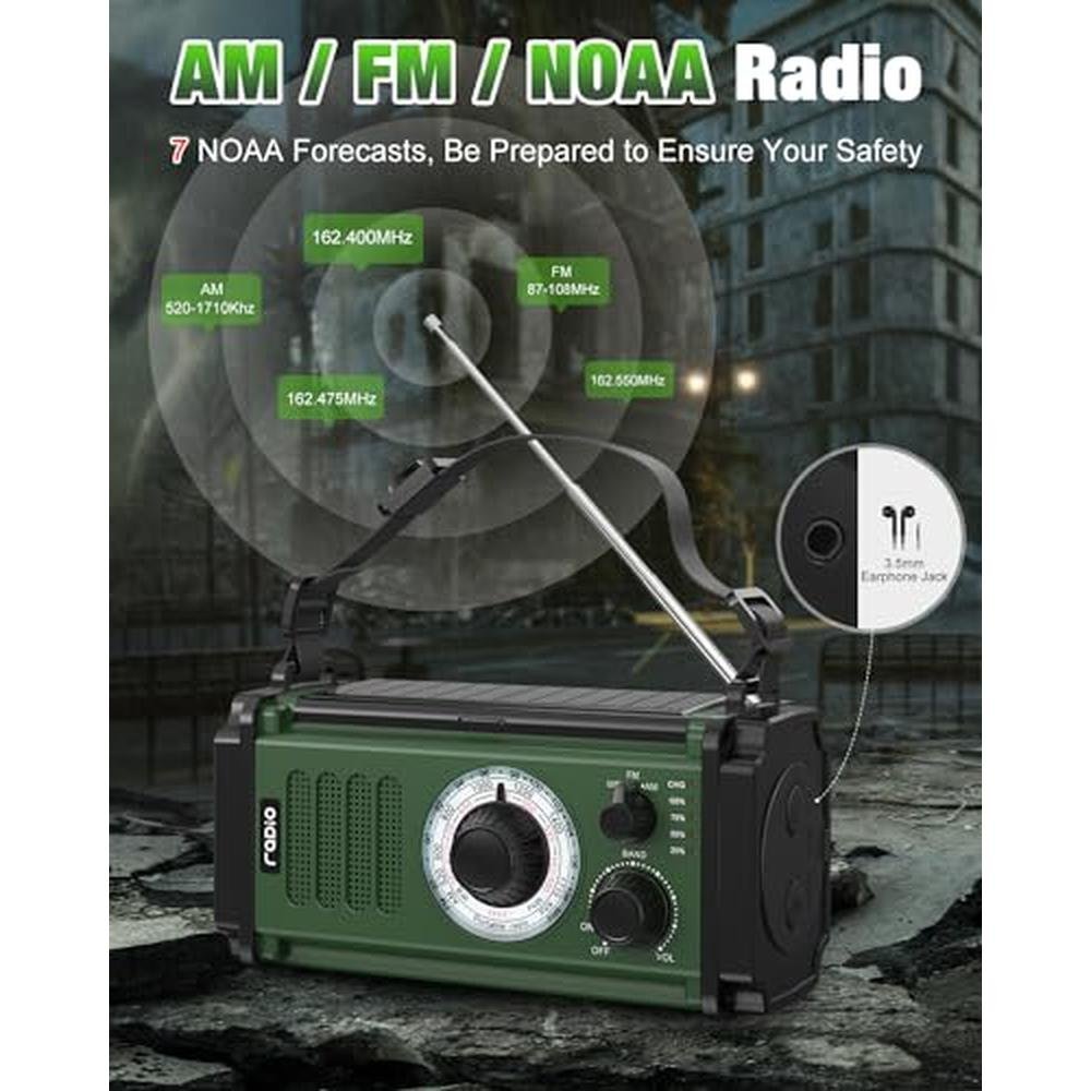 Emergency Radio: 10000mAh Solar Hand Crank Radio – Close-up Detail
