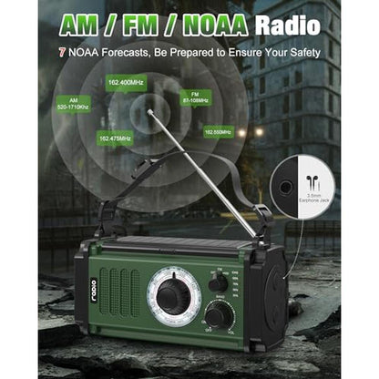 Emergency Radio: 10000mAh Solar Hand Crank Radio – Close-up Detail