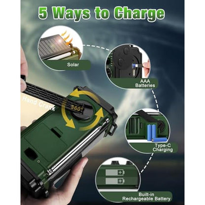 Emergency Radio: 10000mAh Solar Hand Crank Radio – In Use