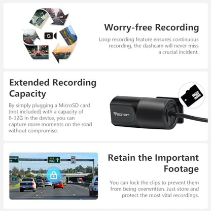Eonon 2024: 720P HD Dash Camera Recorder 360-Adjustable – In Use