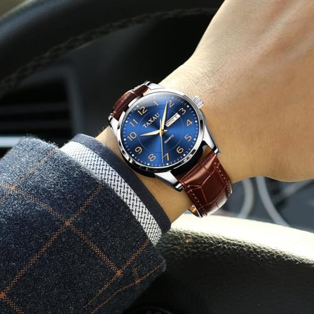 Watches Watch: Taxau Mens Wrist Watch for Man with Brown – Close-up Detail