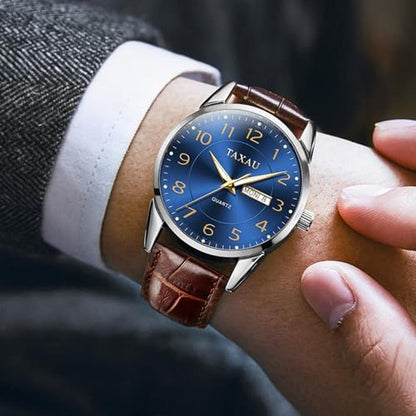 Watches Watch: Taxau Mens Wrist Watch for Man with Brown – In Use