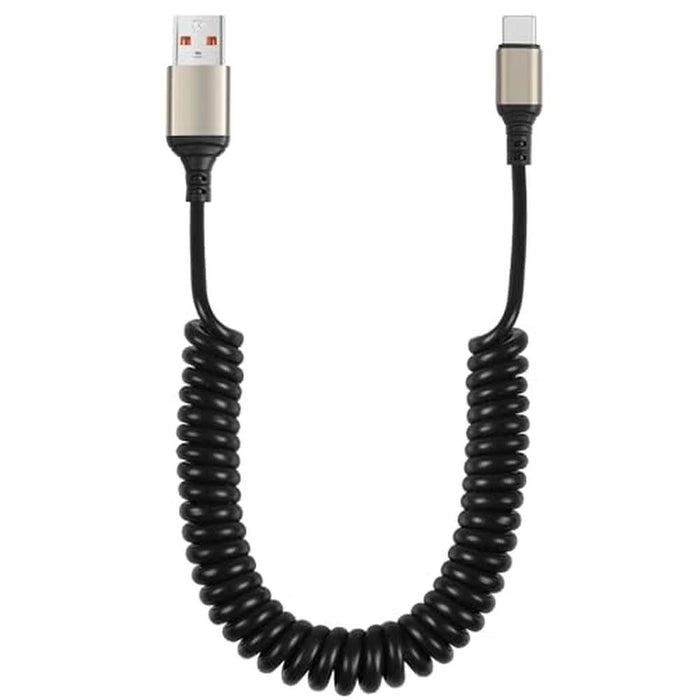 Charging Gelrhonr: GELRHONR Coiled USB Type-C Cable 6A – Front View
