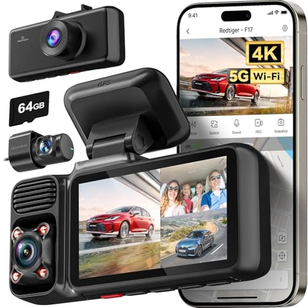 1080p Redtiger: REDTIGER F17 4K 3 Channel Dash Cam – Front View