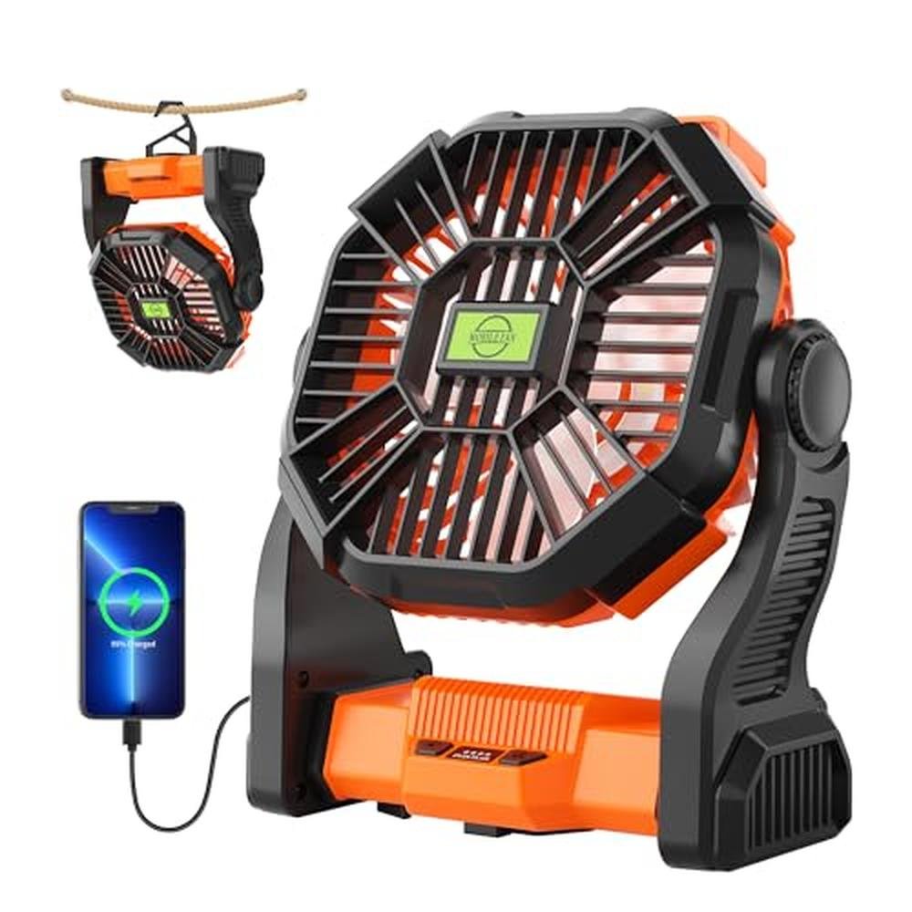 Fan Battery: TDLOL Portable Rechargeable Fan 270 Pivot – Front View