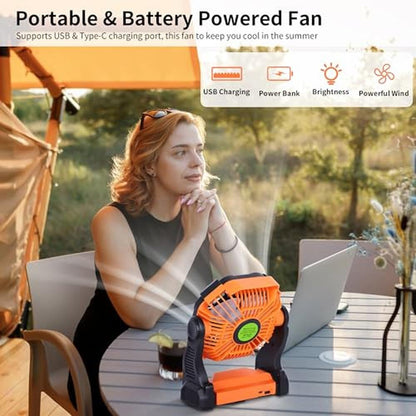 Fan Battery: TDLOL Portable Rechargeable Fan 270 Pivot – Side View