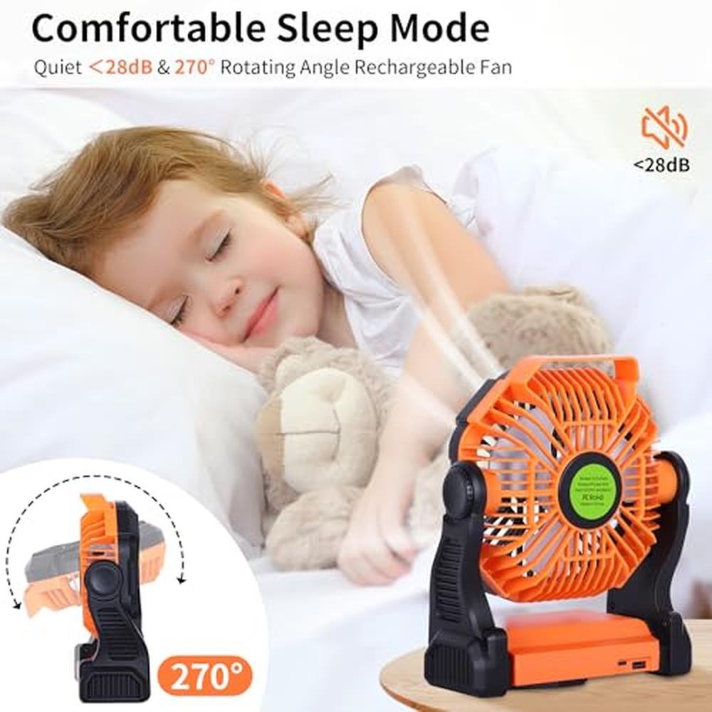 Fan Battery: TDLOL Portable Rechargeable Fan 270 Pivot – Close-up Detail