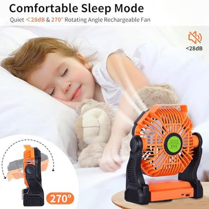 Fan Battery: TDLOL Portable Rechargeable Fan 270 Pivot – Close-up Detail
