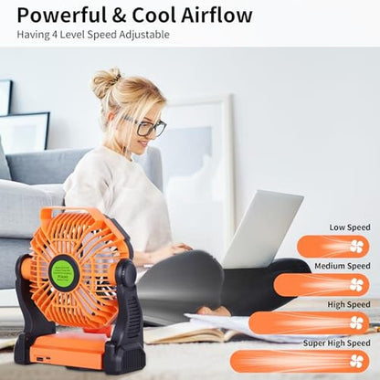 Fan Battery: TDLOL Portable Rechargeable Fan 270 Pivot – In Use