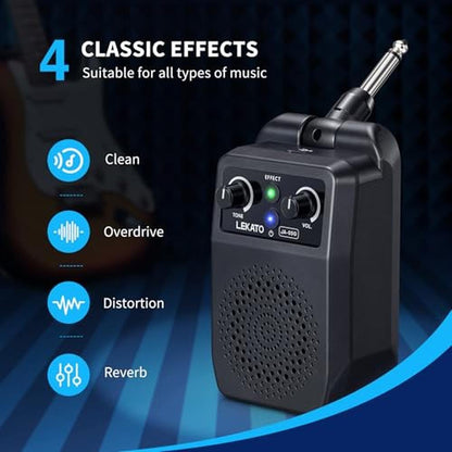Guitar Amp: LEKATO Mini Electric 5W Portable Guitar – Side View