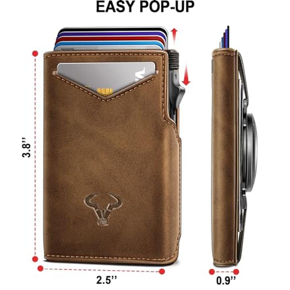 BULLIANT Men Airtag Wallet: Slim Front Pocket Wallet Money – Side View