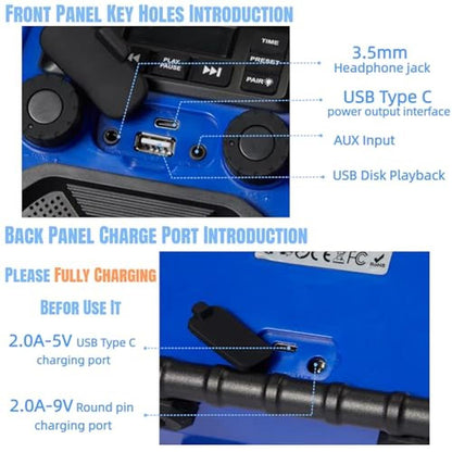 Outdoor Speaker: Bluetooth Wireless IPX6 Waterproof 8000mAh – Side View