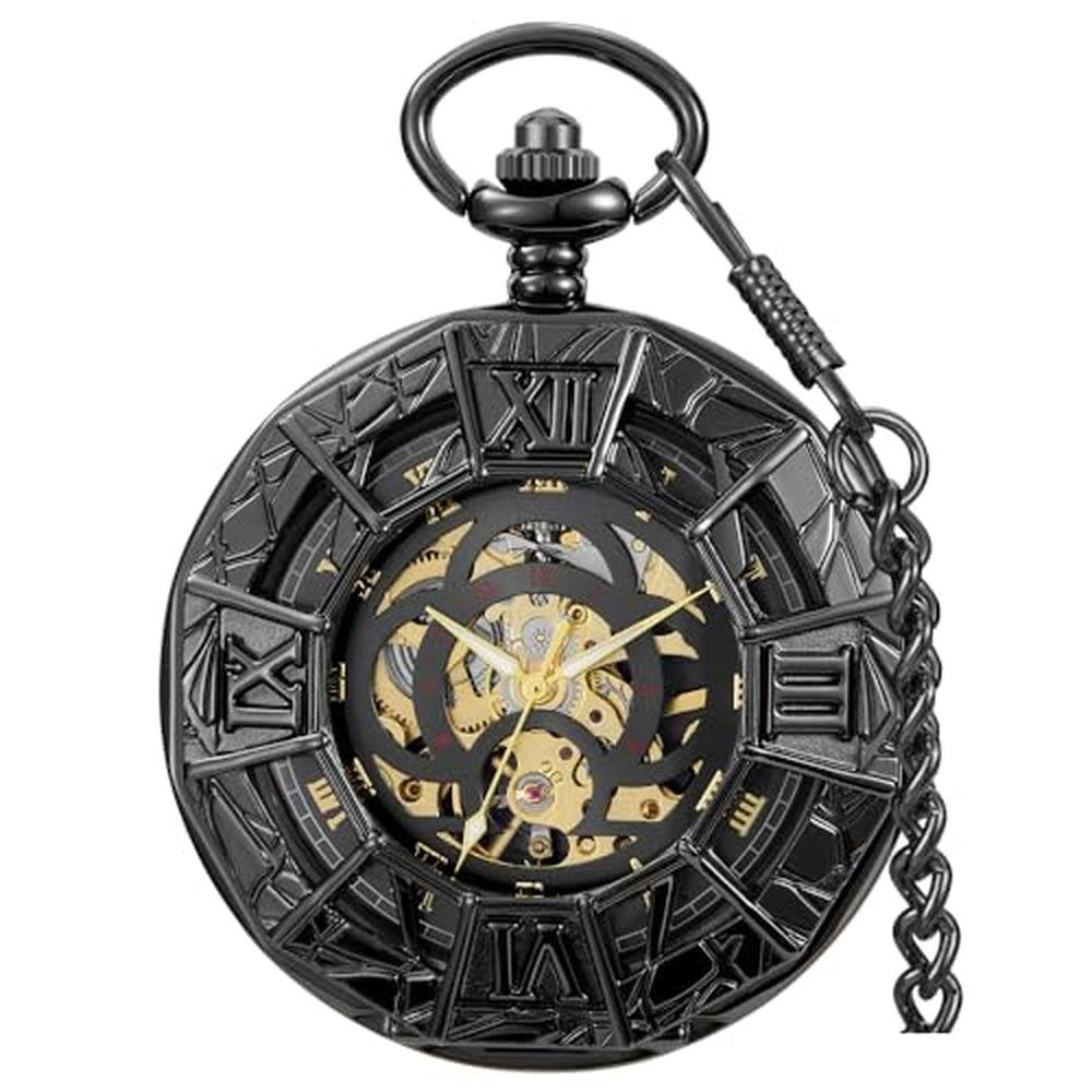 Pocket Watch: Alwesam Mechanical Pocket Watch Hollow Spider – Front View