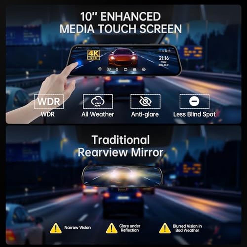 Rear Mirror: Veement 4K Rear View Mirror Camera 10.4K – Close-up Detail