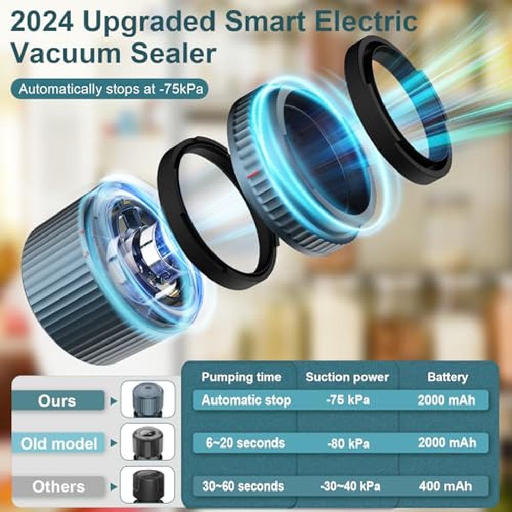 Mason Jar Vacuum Sealer: M12 Auto Stop Electric – Side View