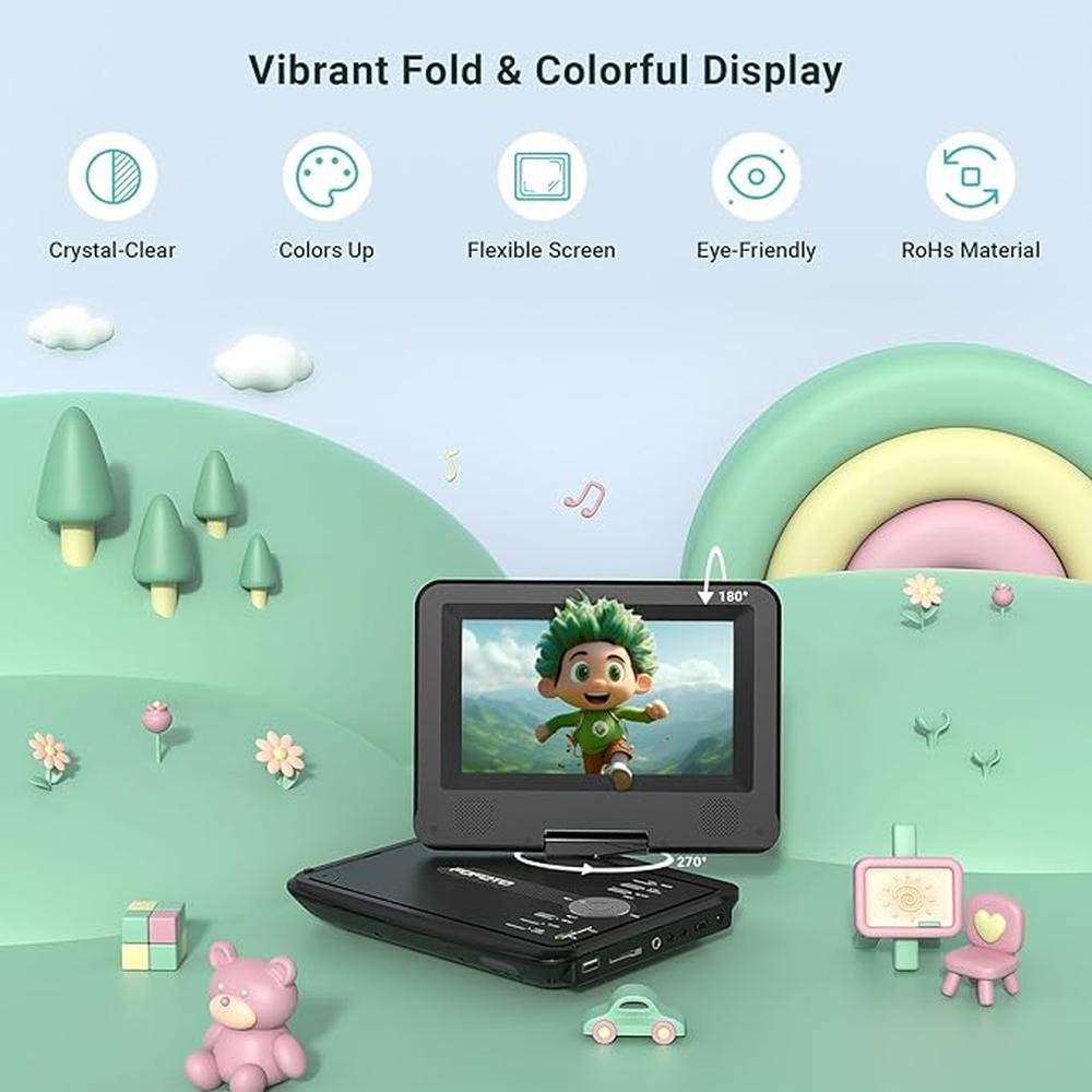 DVD Player: 9.5 Portable DVD Player for Kids and Car with – Side View