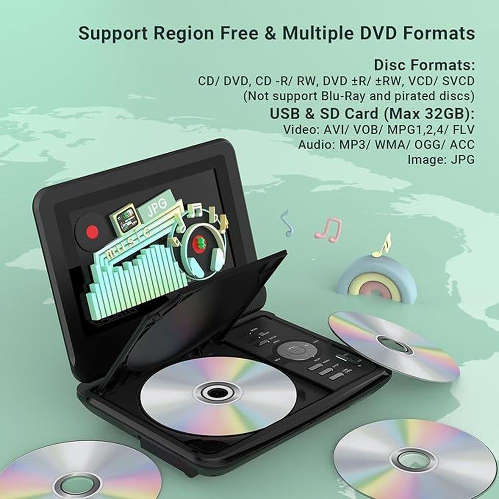 DVD Player: 9.5 Portable DVD Player for Kids and Car with – Close-up Detail