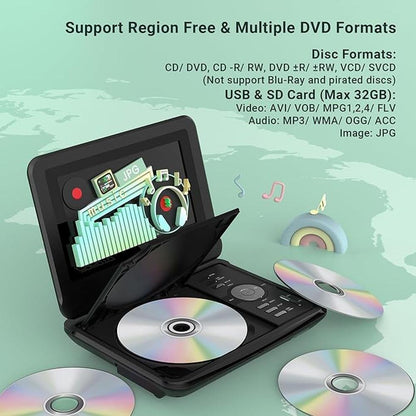 DVD Player: 9.5 Portable DVD Player for Kids and Car with – Close-up Detail