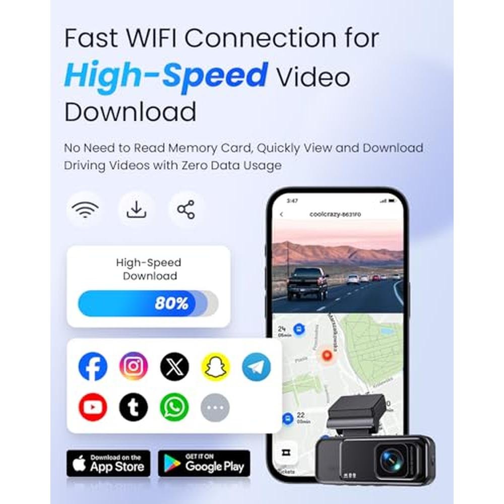 Dash Coolcrazy: COOLCRAZY 4K Dash Cam Front Built-in WiFi – In Use