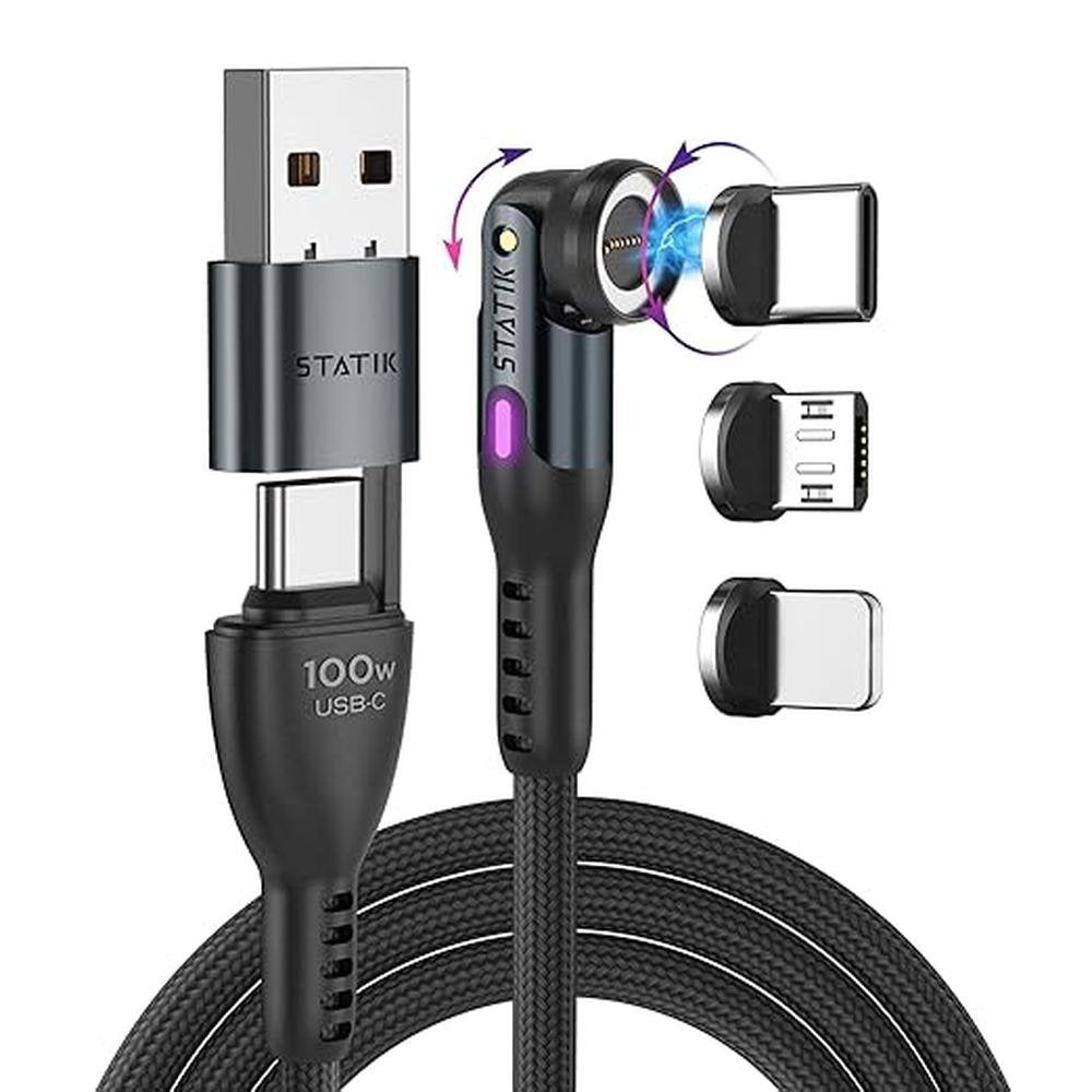Magnetic Charging: Statik 360 Pro 100W Fast Charging Cable – Front View