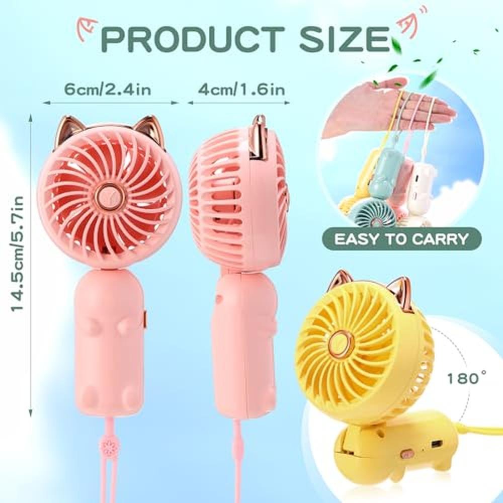 Glooglitter 4 Pcs Mini Handheld Fan – Side View