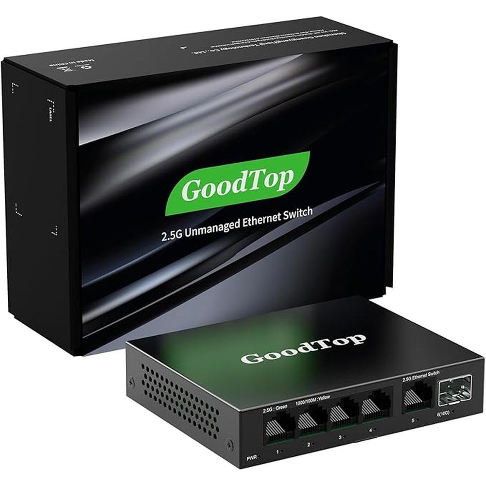 5 Port 2.5Gb Unmanaged Ethernet Switch with 10G SFP+ – Front View