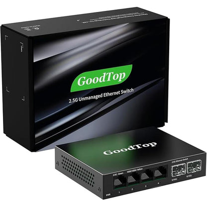 4 Port 2.5Gb Unmanaged Ethernet Switch with 2 x 10G SFP+ – Front View