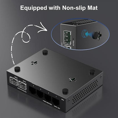 4 Port 2.5Gb Unmanaged Ethernet Switch with 2 x 10G SFP+ – Close-up Detail