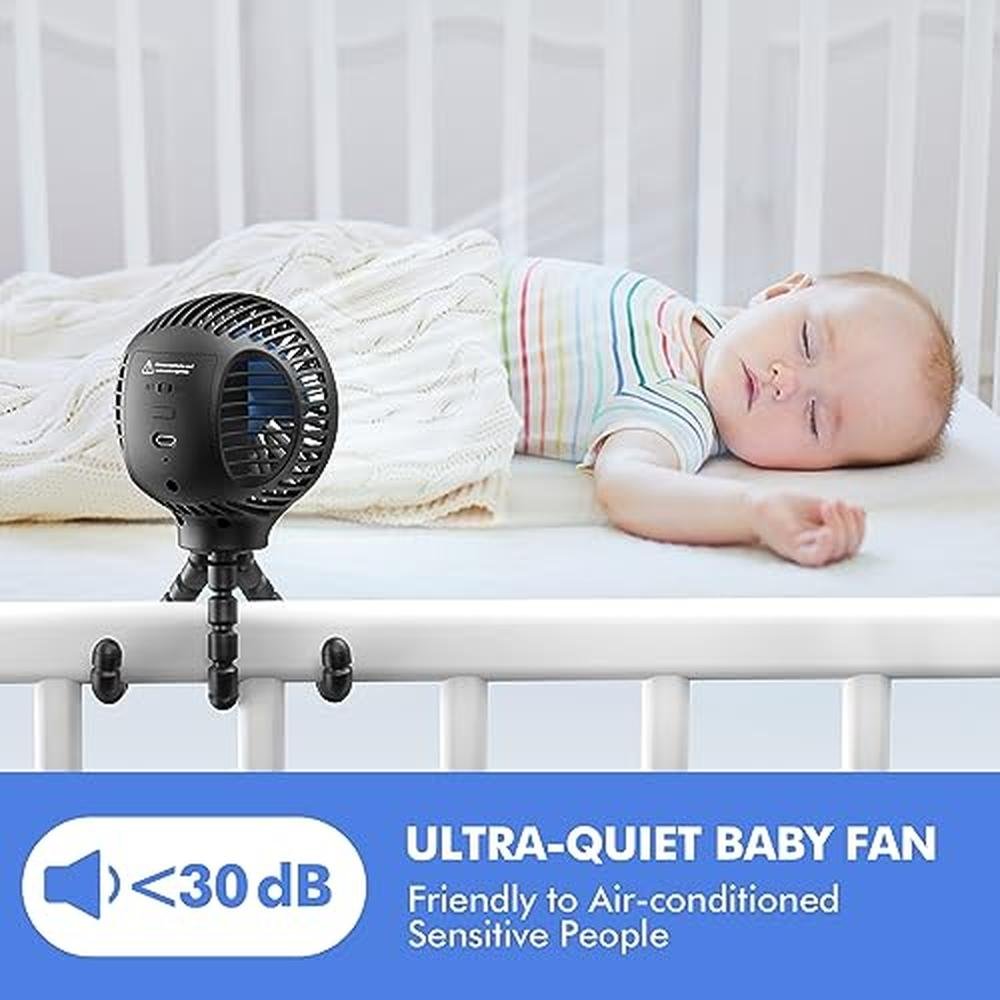WEGA Stroller Fan: Rechargeable Portable Battery Operated – In Use