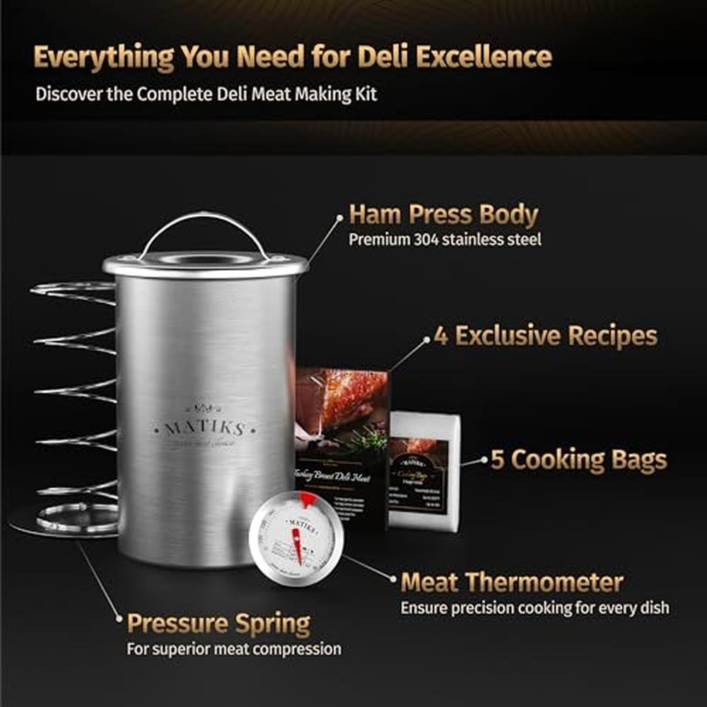 Deli Meat Press: Matiks Stainless Steel Lunch Meat Maker – Close-up Detail