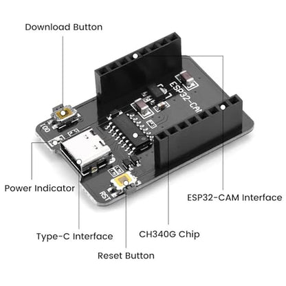ESP32 Board: 2Pcs ESP32-CAM-MB Development Board with 2MP – Close-up Detail