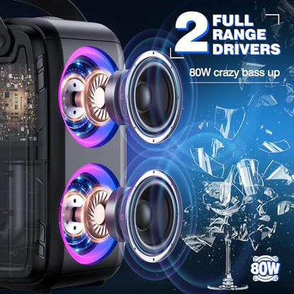 Bluetooth Speaker: W-KING 80W Portable Loud Party Speaker – Side View