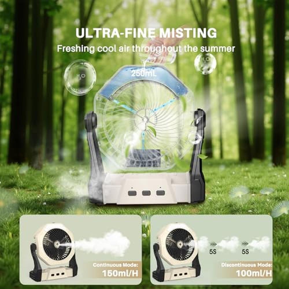 Ausic Fan: 8-Inch Portable Misting Fan with 10000mAh USB – Side View