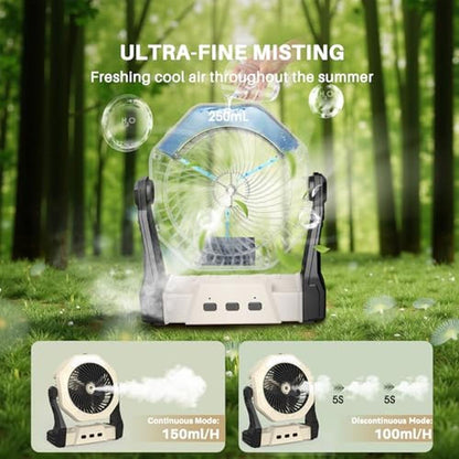 Ausic Fan: 8-Inch Portable Misting Fan with 10000mAh USB – Side View