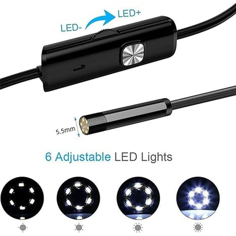 Camera Endoscope: Industrial Borescope with 6 LED Lights – Close-up Detail