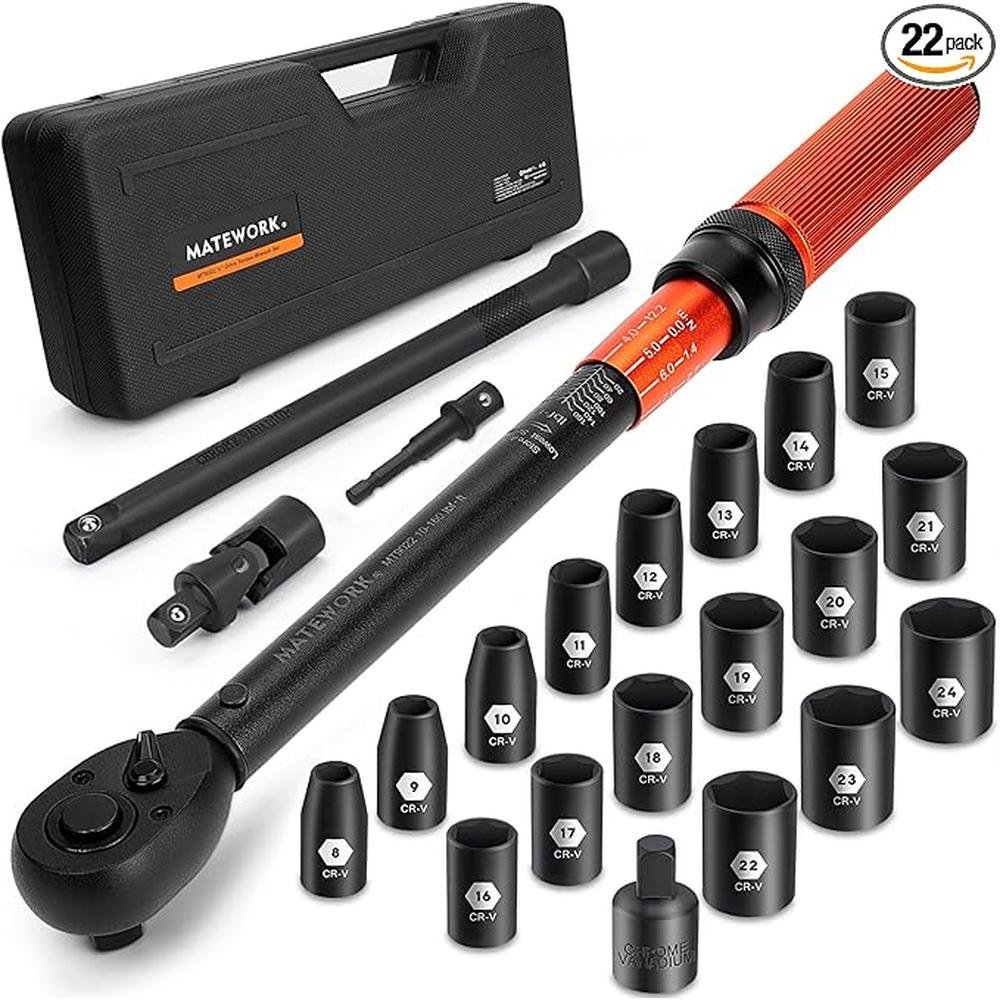 Torque Wrench: 1-2 Inch Drive Torque Wrench Set 22pcs – Front View