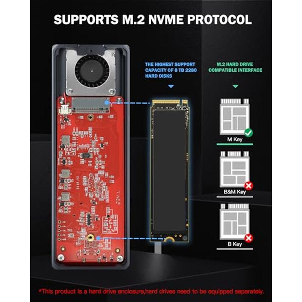 Enclosure Thunderbolt 4: Premium NVMe M.2 SSD Enclosure – Side View
