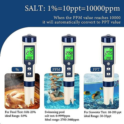 High-End Digital Water Tester 5 in 1 – Side View
