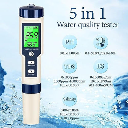 High-End Digital Water Tester 5 in 1 – Close-up Detail
