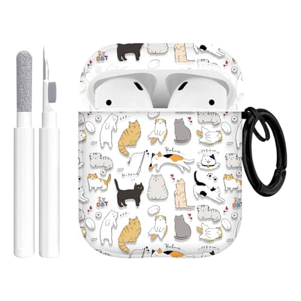 AirPods Case: Premium Cute Cool Kitty Cat Pattern – Front View