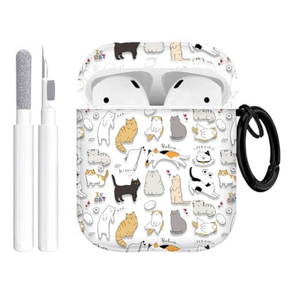 AirPods Case: Premium Cute Cool Kitty Cat Pattern – Front View